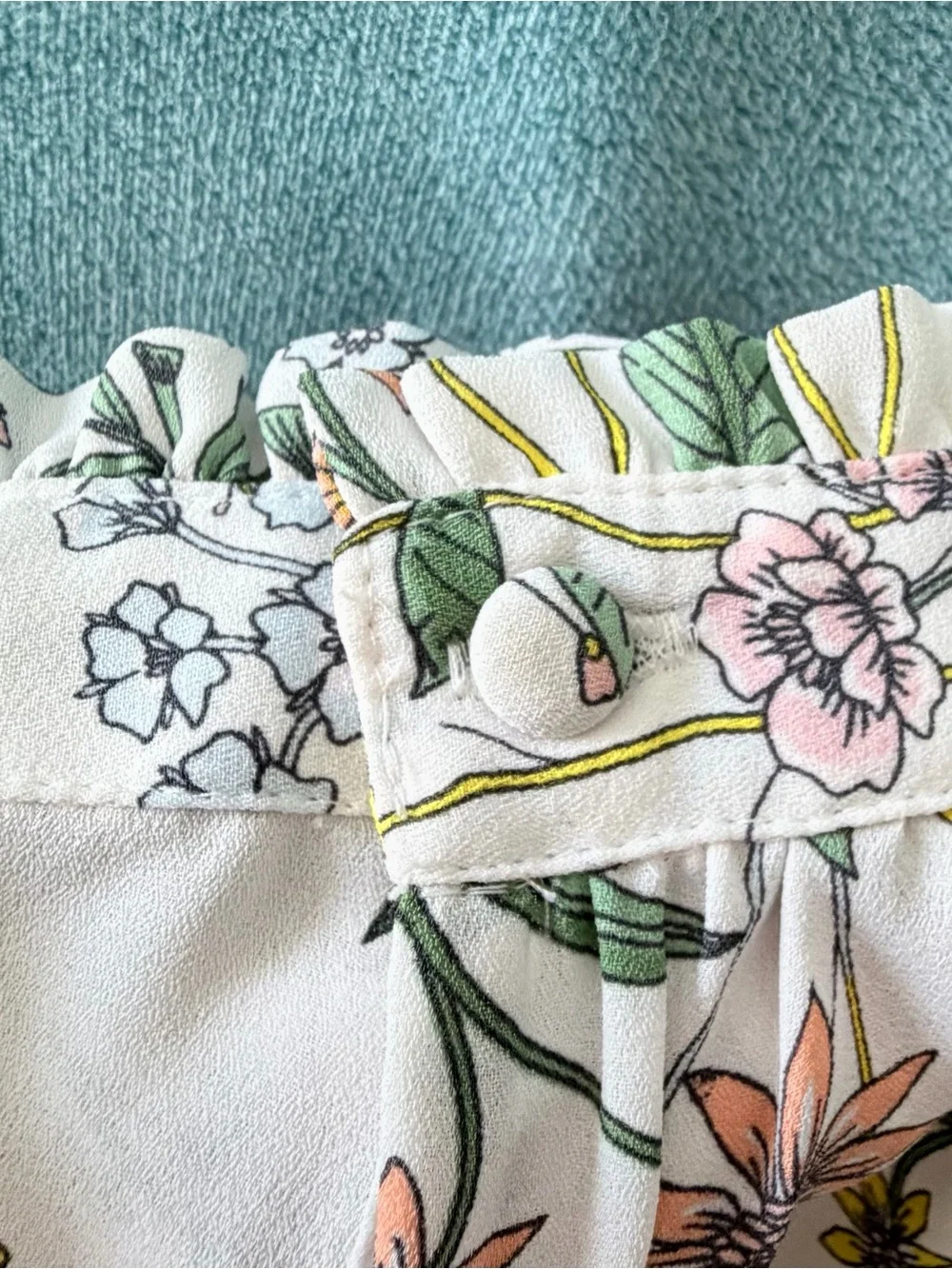 LOFT White Floral V-Neck Blouse with Pink Red Yellow Green Print - Picture 3 of 4